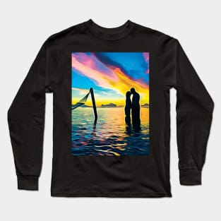 Couples wedding on beach Oil Painting Art Long Sleeve T-Shirt